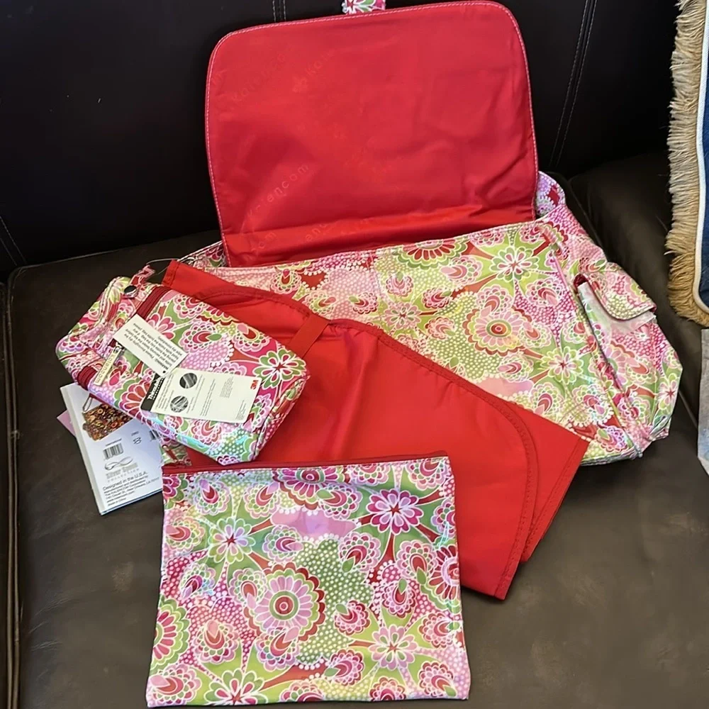 NWT Kalencom Laminated Buckle Diaper Bag, Gypsy Paisley Cotton Candy